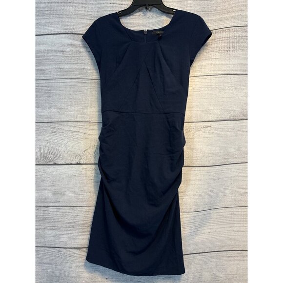 BCBGMAXAZRIA Navy Joana Ruched Fitted Mini Pencil Dress Size 8 - Picture 1 of 4